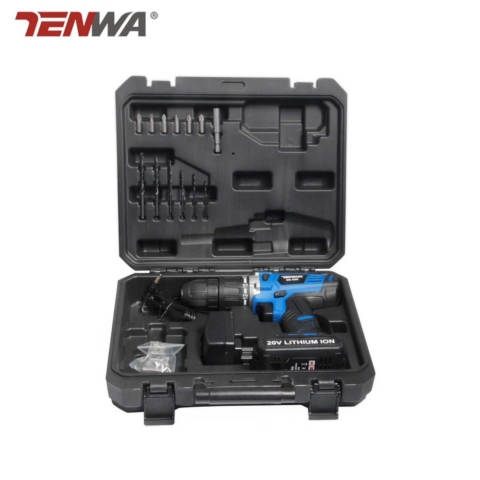 TENWA 20 в ударная Беспроводная сверлильная электрическая отвертка USB выход 13 шт. сверло с коробкой светодиодный свет 1500 мАч батарея Мини дрель
