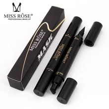 2 в 1 Подводка для глаз+ штамп для макияжа, подводка для глаз, водостойкая, жидкая, черный карандаш, защита от пятен, косметика, краска для век, пигментная ручка