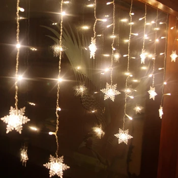 

8 Mode 4 Meter 96 Light Snowflake Icicle Light Strings Christmas Home Curtain Decoration Light Strings Holiday Lighting