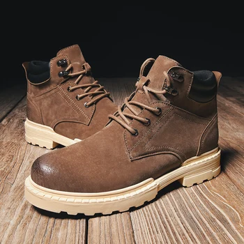 

Men Tooling shoes Men Super Warm High Quality Winter Leather Shoes Leisure Skid Boots Retro Men Lace Up Sneaker Casual Shoes