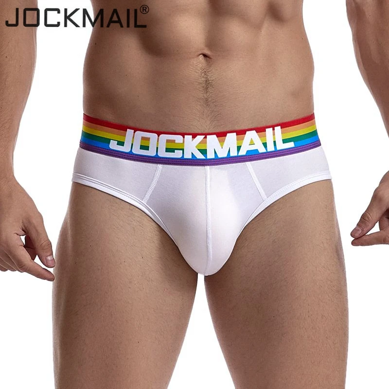 Мужские хлопковые трусы JOCKMAIL белые черные мягкие с низкой посадкой Радужное