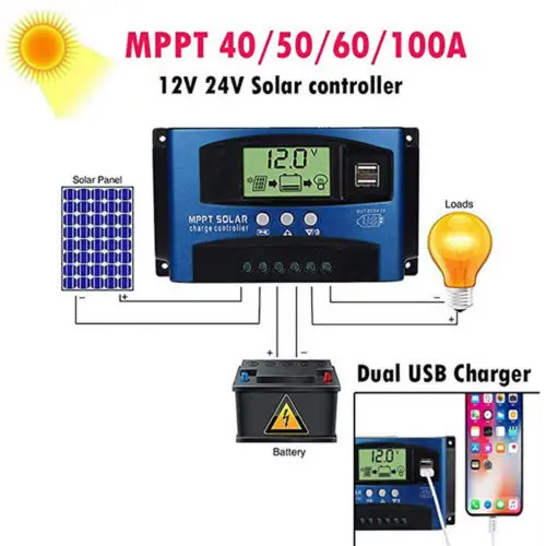 Предел 100 30-100A со слежением за максимальной точкой мощности, Панели солнечные регулятор заряда аккумулятора 12 V/24 V Авто отслеживания фокуса