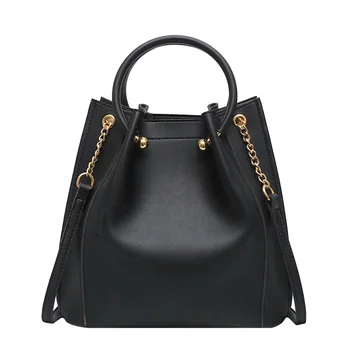 

Fashion Round Handle Women Handbags Designer Chain Female Shoulder Crossbody Bags Large Tote Casaul Buckets Bag PU Leather Purse