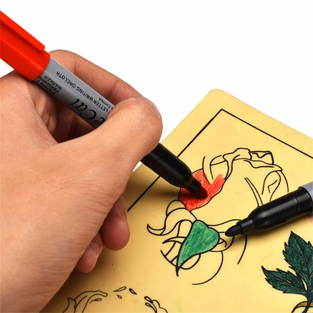 6 шт./компл. 6 цветов ручка для нанесения татуировок перманентные Маркеры замечательные эко-маркер для белой доски Шарпи Классическая приковывающая взгляд Перманентный Маркер