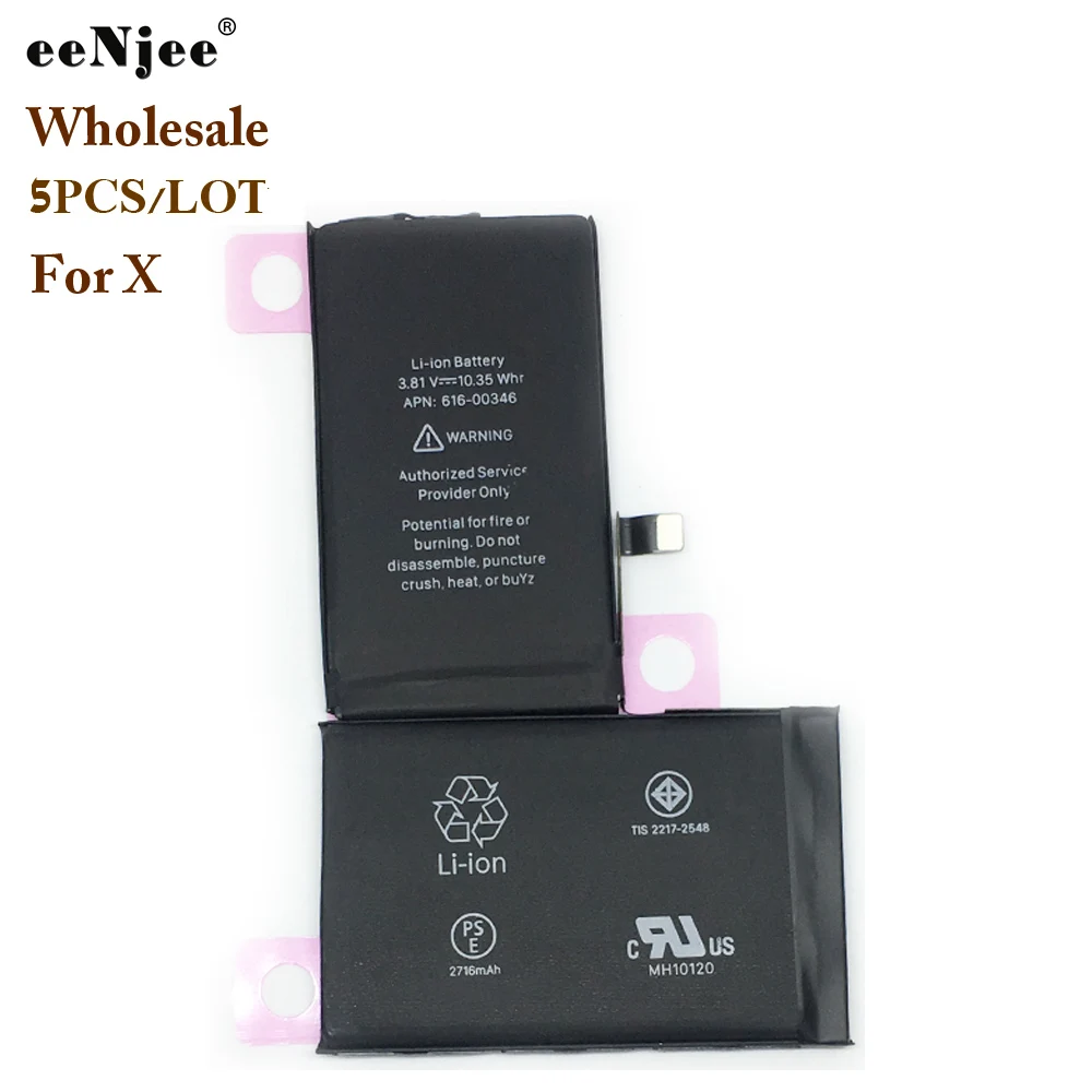 

EENJEE 5PCS Cellphone Battery For Apple iPhone X Replacement Mobile Phone Original IC High Quality Repair Part