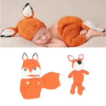 

newborn photography props fox boy accessories girl boys clothing crochet baby clothes infant costume crotheted outfit