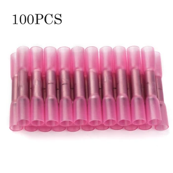 

25/50/100PCS Red Heat Shrink Butt Crimp Terminals Electrical Wire Crimp Terminal 22-18 AWG Electrical Connectors