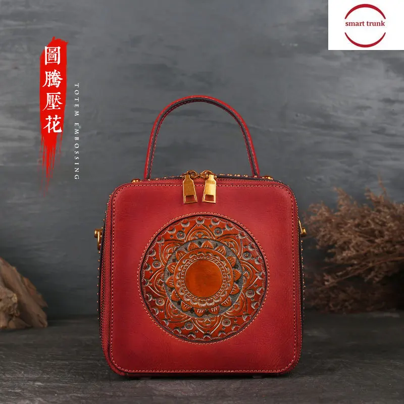 

Genuine Leather Woman Package 2019 Head Layer Cowhide Women's Handbag Embossing Single Shoulder Small Square Package