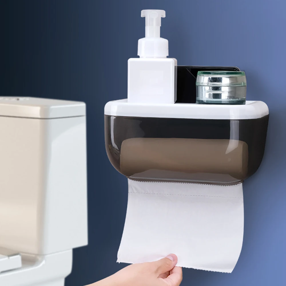 

Bathroom Waterproof Tissue Box Plastic Bath Toilet Paper Holder Wall Mounted Paper Storage Box Dispenser Kitchen