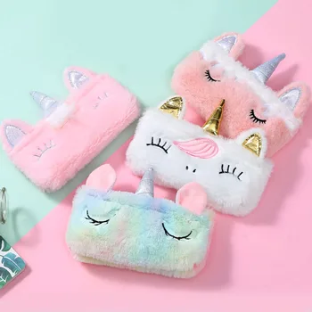 

Colorful Gradient Plush Unicorn Travel Cosmetic Bag Women Zipper Makeup Case Make Up Bags Necessaries Organizer Storage Pouch