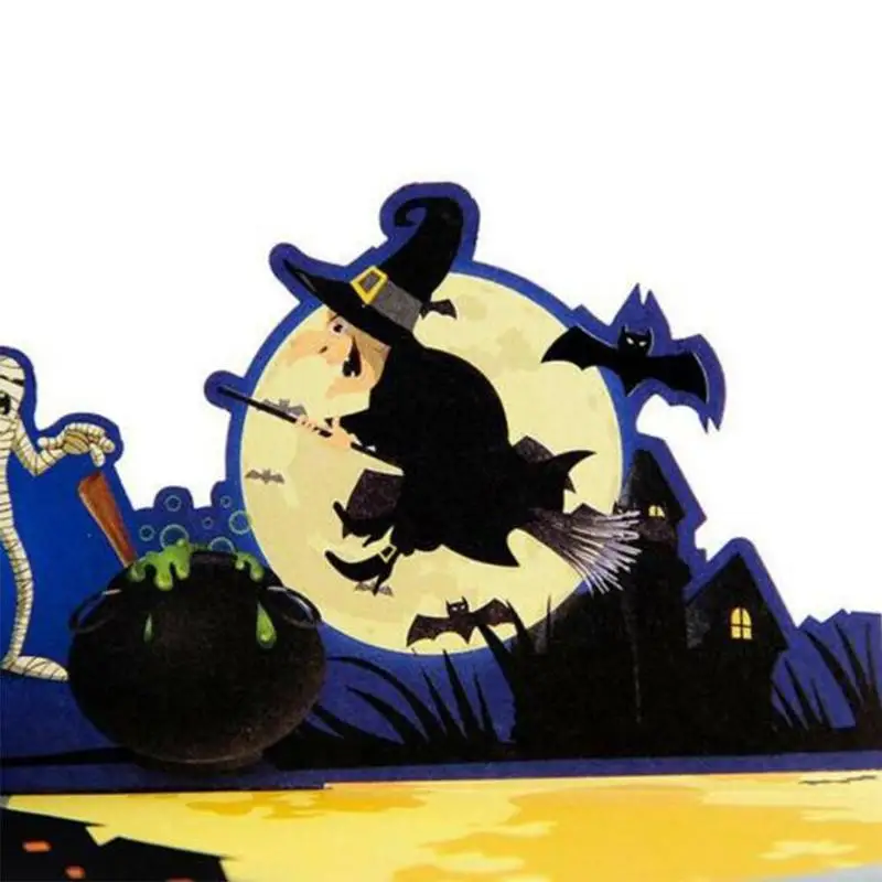  Spooky Pumpkin Ghost 3D Popup Halloween Card Color Printing Trick Or Treat Greeting Card with Invit - 4000073148980