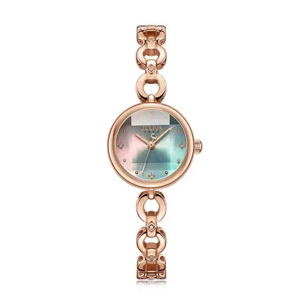 Julius брендовые роскошные часы-браслет из нержавеющей стали с цепочкой, женские кварцевые часы, простые водонепроницаемые женские наручные часы - Цвет: multicolor watch