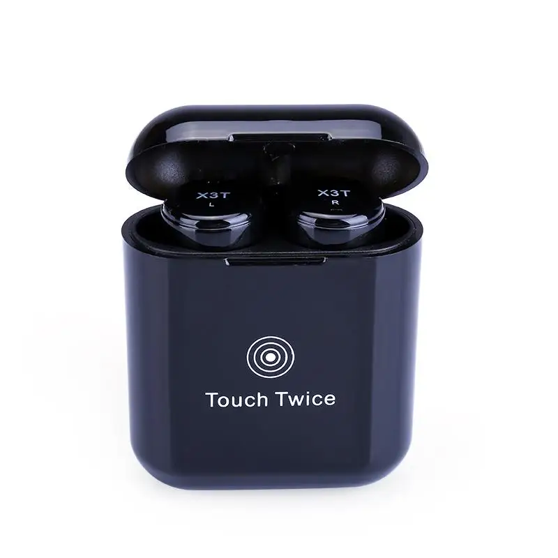 TWS X3T ture беспроводной Bluetooth 4,2 гарнитура наушники wtih зарядное устройство коробка для наушников бас Обновлен для телефона Android - Цвет: Черный
