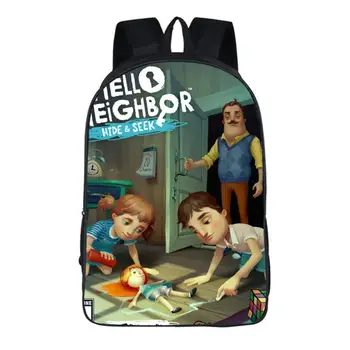 

New Hot Hello Neighbor Funny Game 3D Printing Schoolbag For School Boys Girls Fashion Casual Backpack For Kids Students