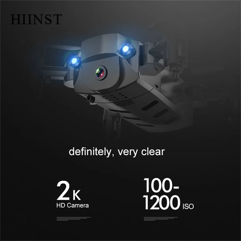 Hiinst 2,4G Радиоуправляемый Дрон 2K HD камера Дрон wifi FPV длительный срок службы складной Радиоуправляемый квадрокоптер с USB пропеллером вертолет дистанционного управления
