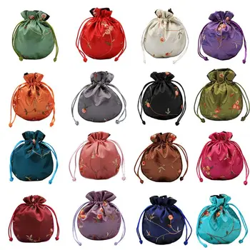 

1pc Traditional Silk Travel Pouch Classic Chinese Embroidery Jewelry Packaging Bag Organizer Handbags