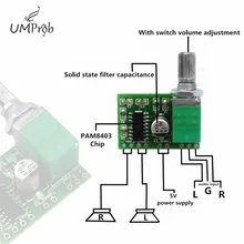Placa amplificadora de Audio PAM8403, 5V, 2 canales, 3W, Control de volumen, alimentación USB, 2020
