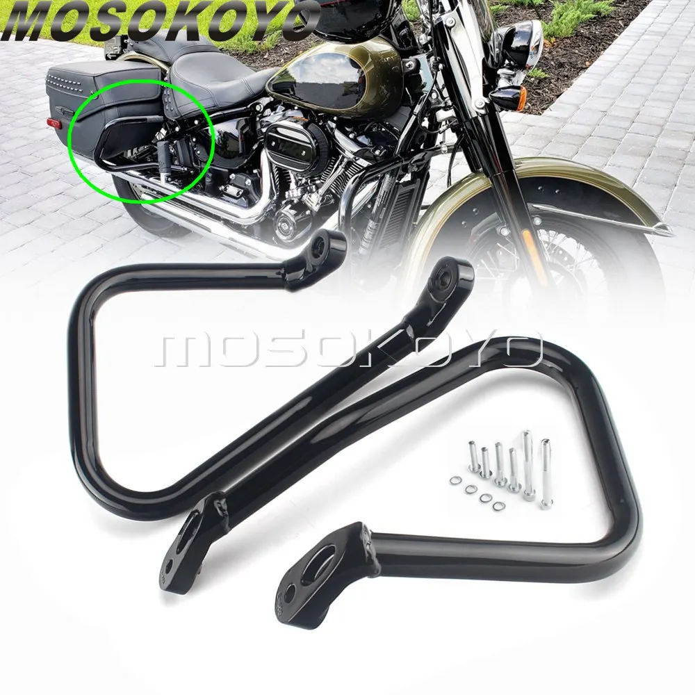BlackMotorcycleRearSaddlebagGuardCrashBarProtectionForHarley