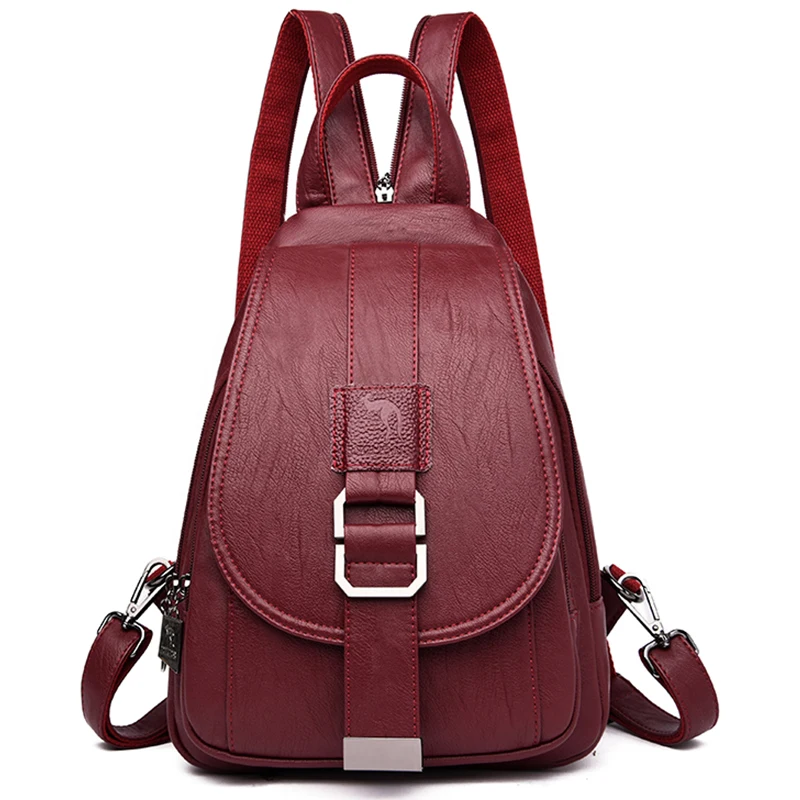 

New Women Leather Backpacks Female Chest Bag Sac a Dos Travel Back Pack Ladies Bagpack Mochilas School Bags For Teenage Girls
