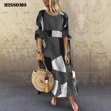 MISSOMO, женское Макси платье с рукавом летучая мышь, длинное платье-рубашка, повседневное, плюс размер, летнее женское платье, длинные платья, льняная кромка, багги, кафтан, ткань