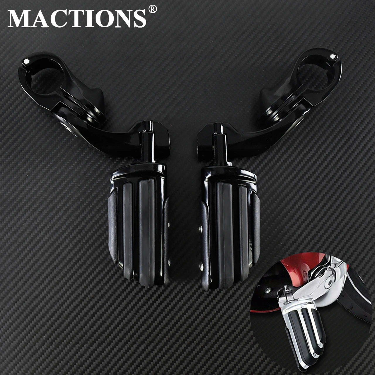 

Black Foot Pegs Motorcycle 1.25" 32mm Highway Bar Footrest For Harley Sportster Softail Touring Street Road Glide For Suzuki