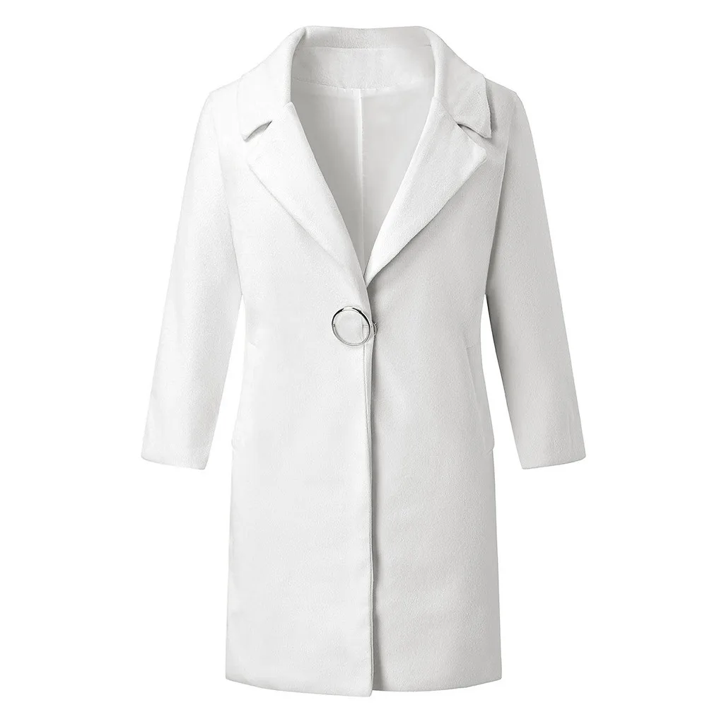 Ostrich, осенне-зимнее шерстяное пальто, женское длинное шерстяное пальто с длинным рукавом, повседневное свободное шерстяное пальто, женская верхняя одежда N30 - Цвет: Белый