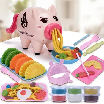 

Girls Pretend Play Educational Toy Kids Funny Pig/Cow Noodle Machine Color Clay Kitchen Toy DIY Simulation Play House Toys Gift