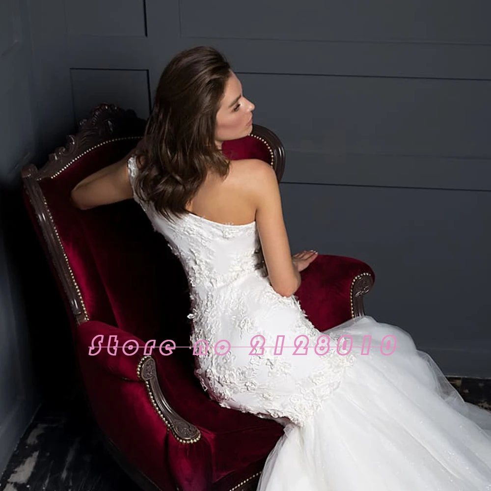Фатиновое годе Свадебные платья Robe De Mariee Sirene Бисероплетение Аппликации Цветы одно плечо Русалка свадебное платье Casamento