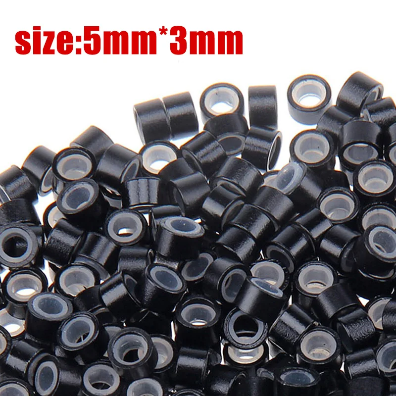 1000pcs/pack 5*3*3mm Aluminum Silicone Bead Tubes Hair Extension Micro Rings Loops Soft Hair Rings Hairstyle Accessories