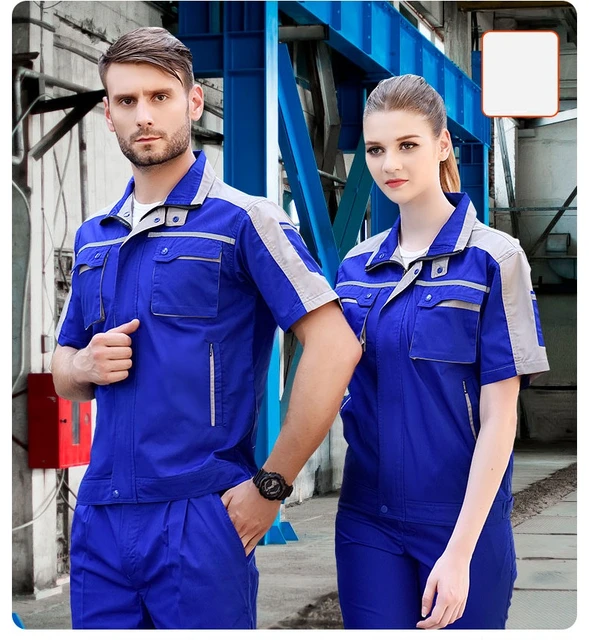 Vêtements de travail d'été pour hommes et femmes, uniformes d'atelier  d'usine, ensemble de