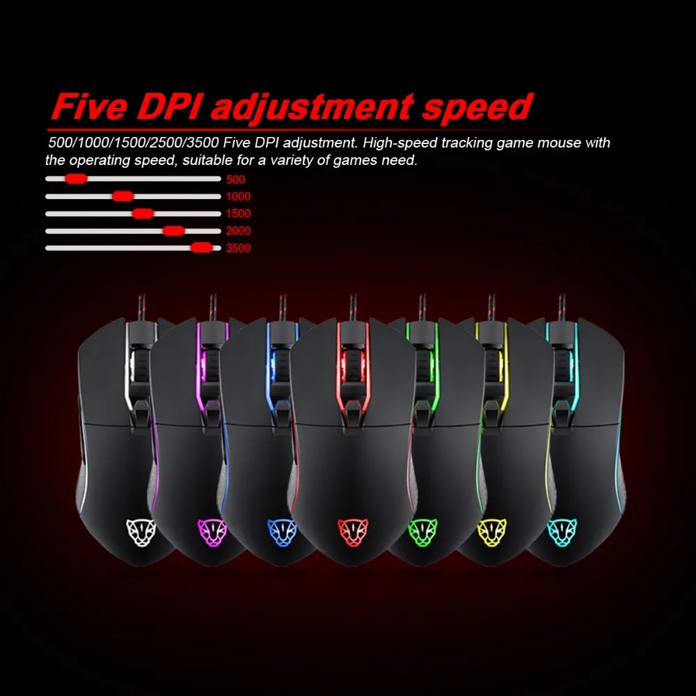 Мышь Motospeed V30 Проводная игровая мышь USB 3500DPI светодиодный Ной подсветкой для