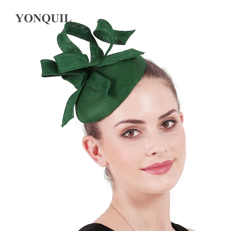 Винтажное зеленое украшение для волос в виде цветка millinery шляпы свадебные головные уборы Fedora коктейльный Чай Вечерние церковные шляпы заколки для волос аксессуары