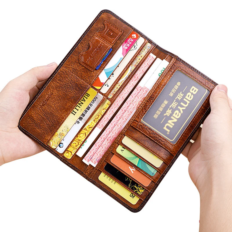 Classic Style Wallet Genuine Leather Men Wallets Long Male Purse Card Holder Wallet Men Fashion High Quality