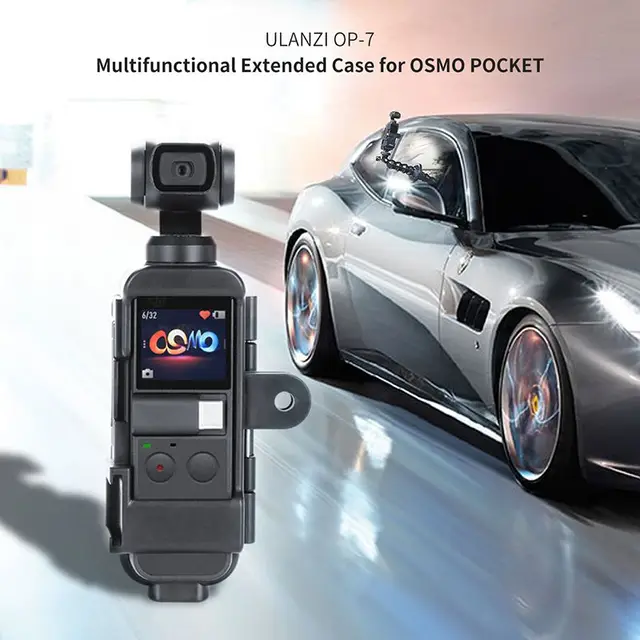$US $7.96 Extended Housing Case for DJI Osmo Pocket  Cage w Microphone Cold Shoe 3 GoPro Adapter for Motovlog