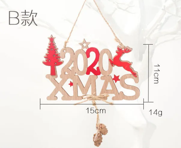 2020 Xmas 1 шт. деревянные Рождественские Подвески в форме звезды для украшения Искусственный цветы Висячие елочные украшения DIY деревянные поделки - Цвет: 2020 Xmas