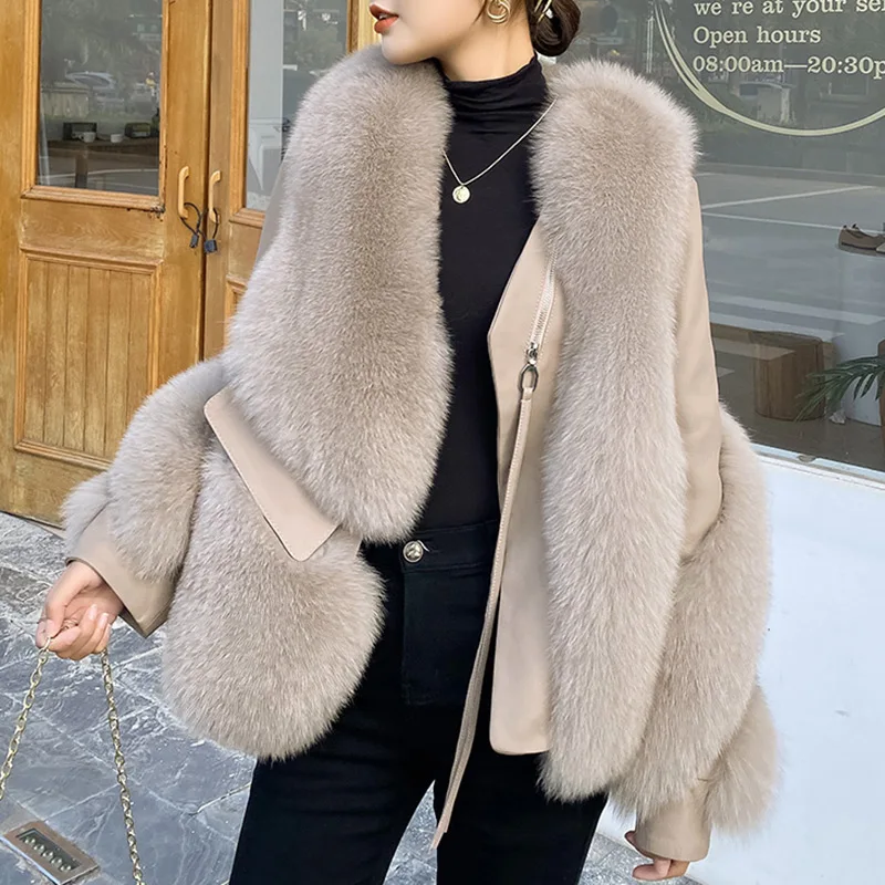 2021 New Style Real Fur Coat 100% Natural Fur Jacket Female Warm Leather  Fox Fur Coat High Quality Autumn And Winter New