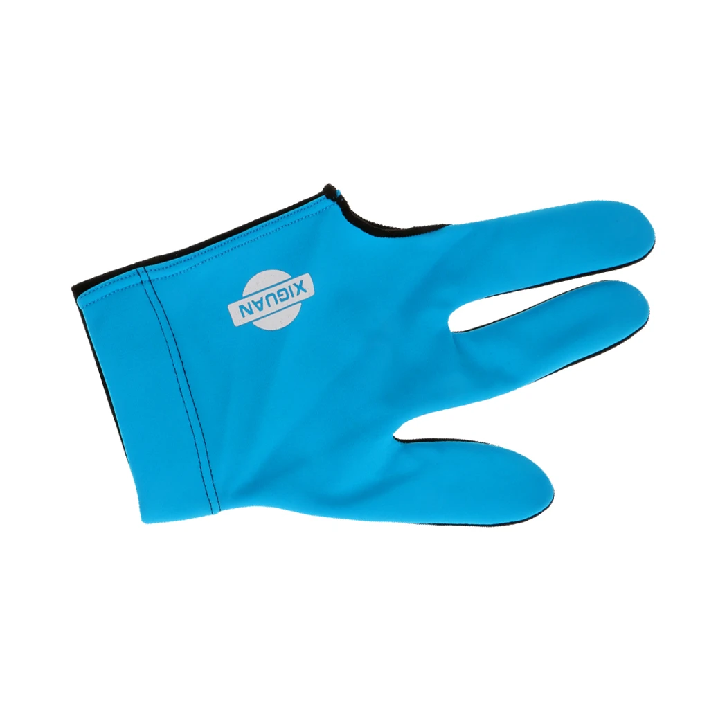 Left Hand 3 Finger Stretchy Pool Snooker Cue Billiard Shooters Glove -Blue
