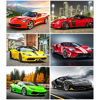 

HUACAN Full Square Diamond Embroidery Car Handmade Painting Landscape Mosaic Needlework Home Decoration