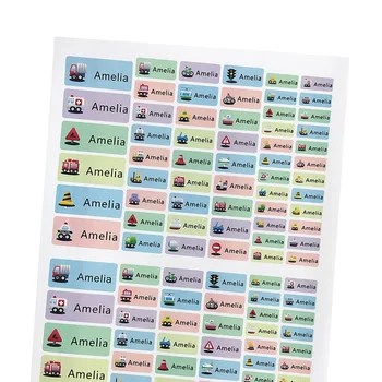 

114Pcs Boy Cartoon Car Pattern Name Stickers Custom Personal Tags Waterproof Die Cut Labels For School Stationery Scrapbooking