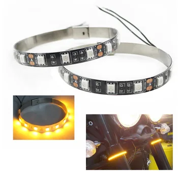 

LED Turn Signal Day Running Light Strip on Front/Rear Fork Shock Absorber For Kawasaki ZX6R ZX10R Ninja 250R 650/R 1000 300 400