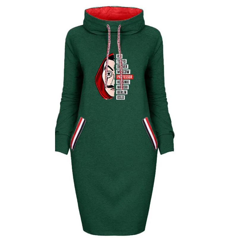 Autumn Money Heist Dress Women La Casa De Papel Hip Hop Autumn Short Dresses House Of Paper Long Sleeve  Party Dress Bl wrap dress