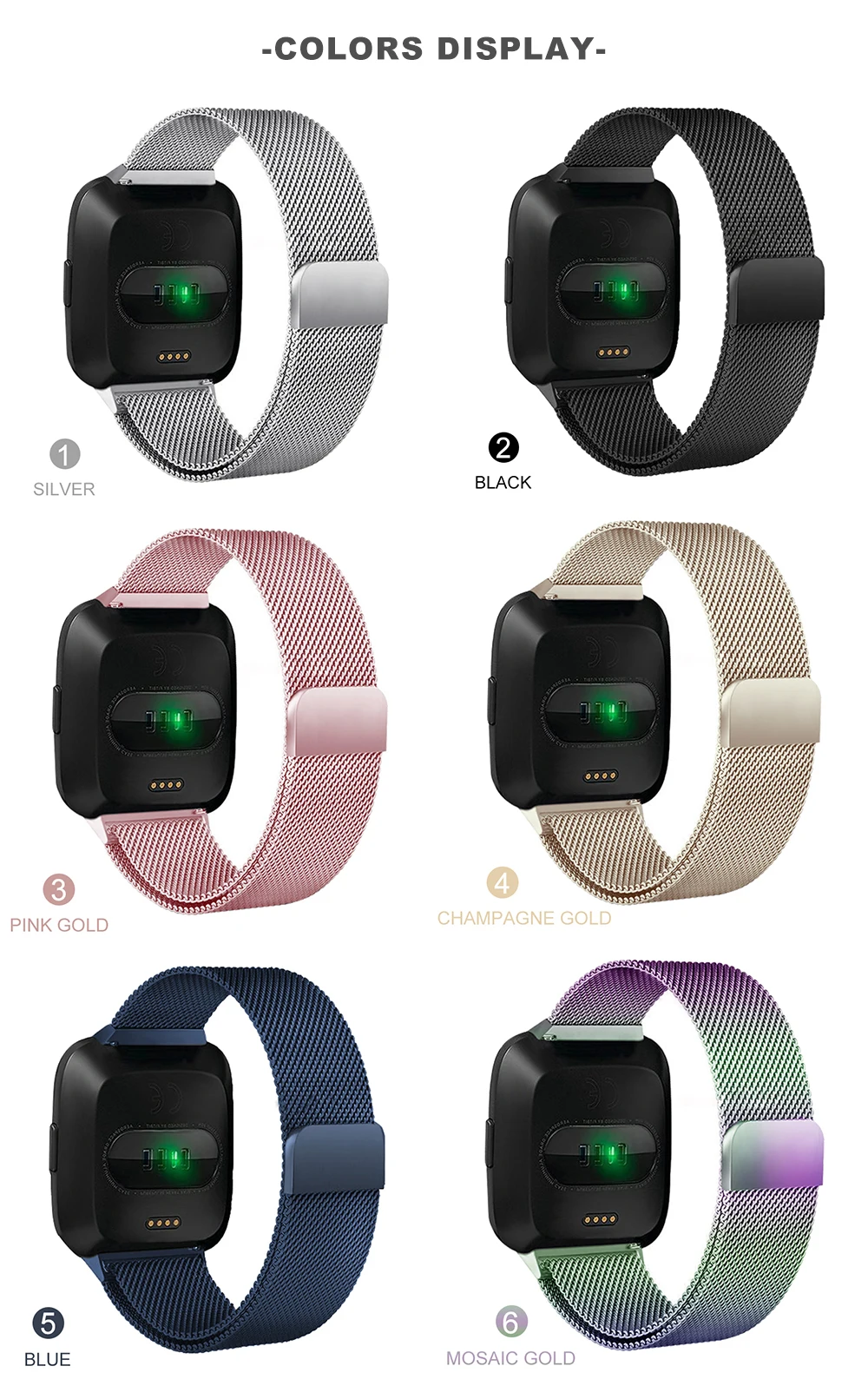 Для Fitbit versa/Versa 2/Versa Live Магнитный Миланский ремешок для часов из нержавеющей стали Сменные Металлические наручные часы SL sportband