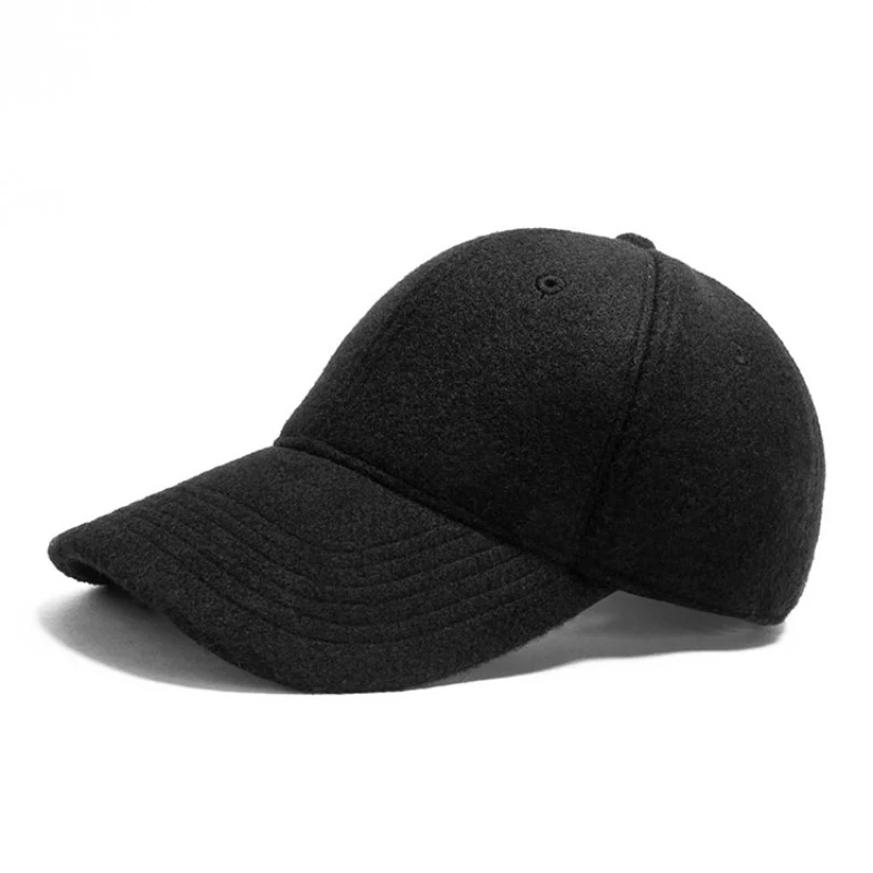Fashion Adjustable Wool Blend Hat For Winter Outdoor Sports Warm Baseball Cap Adult Peaked Cap Hip Hop Hat