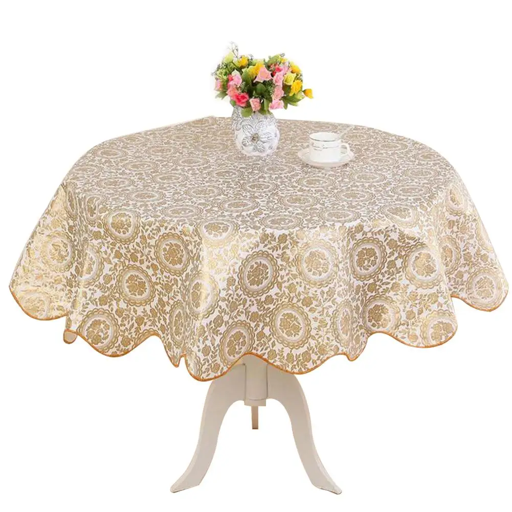 

Flower Printing Round Table Cloth Waterproof Oilproof Anti-slip Flannel Tablecloth Table Cover Decoration For Home Restaurant
