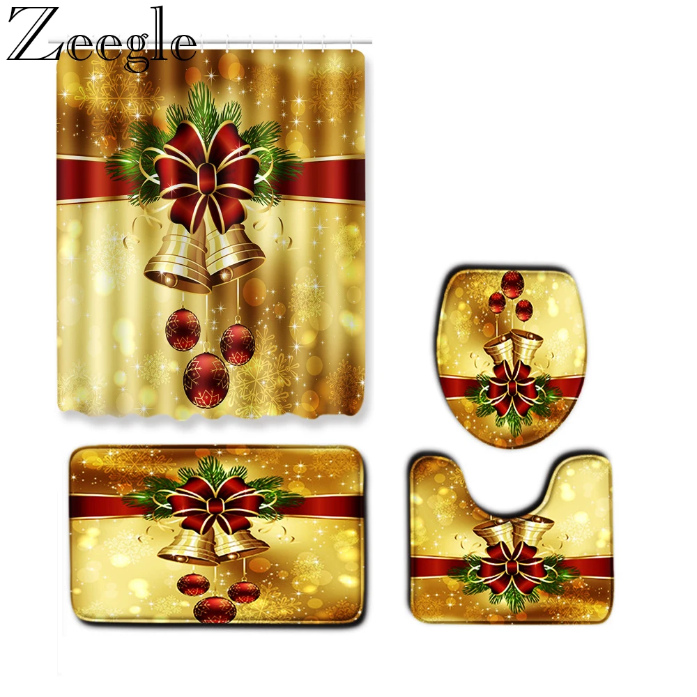 Zeegle Bathroom Decoration Shower Curtain Set Waterproof Non-slip Toilet Cover Mat Microfiber Bath Foot | Дом и сад