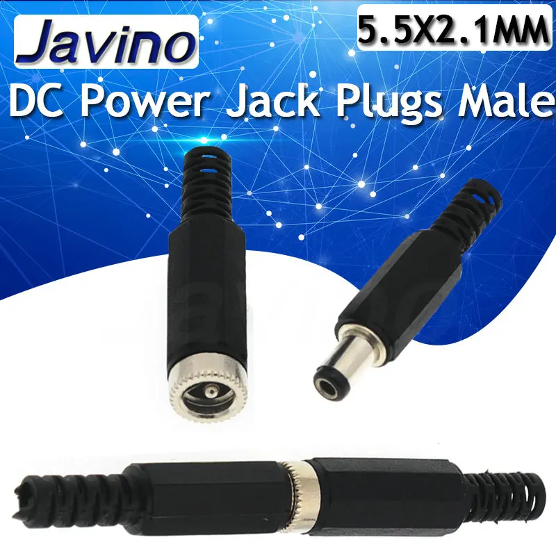 DC Power Jack Plugs Male / Female Socket Adapter Connectors 2.1mm x 5 ...