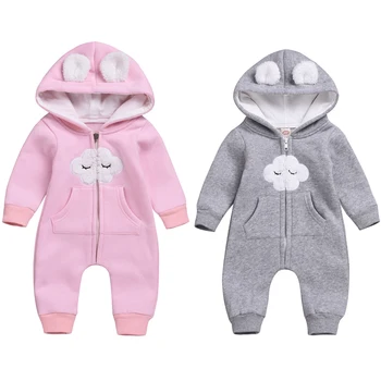 

Winter Autumn Baby Rompers Cute Ear Hooded Jumpsuit Warm Baby Girl Overalls Newborn Baby Boy Girl Rompers
