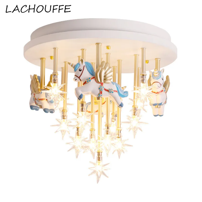 

Cartoon Pegasus Led Ceiling Light Nordic Creative Cartoon Ceiling Lamp for Children's Room Kindergarten Lighting Fixtures G4