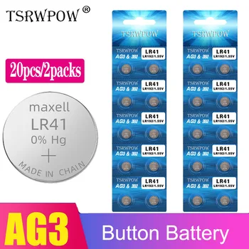 

TSRWPOW 20PCS/2PACKS 1.55V AG3 Cell Coin Lithium Battery G3A L736 192 LR41 392 Button Batteries For Watch Toys Electronic