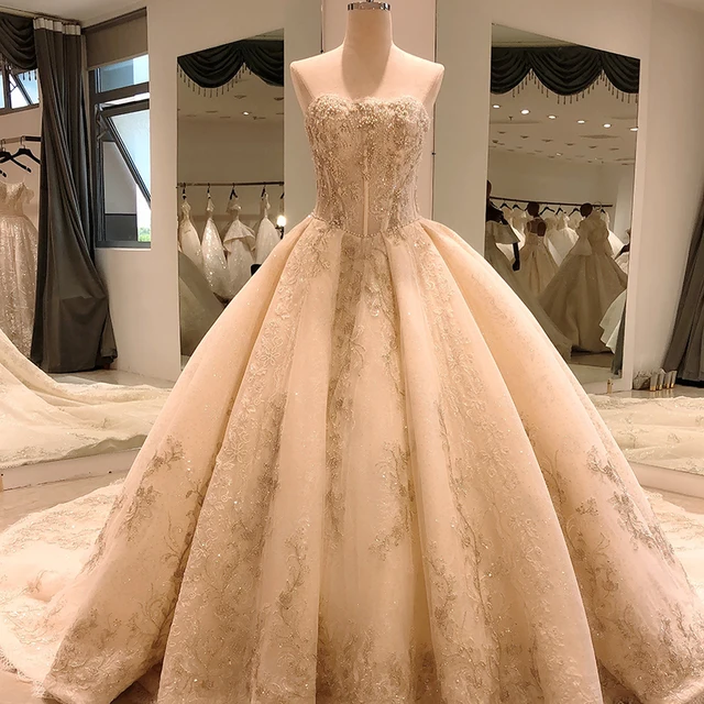 SL-8037 ball gown wedding dress strapless 2020 lace beaded corset elegante church femme luxury modest vestido de noiva princesa 1